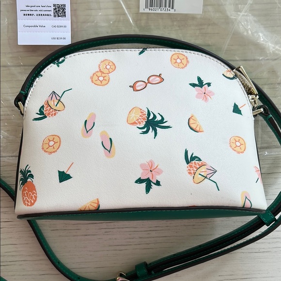 NWT Kate Spade Tropical Pineapple Print Crossbody Dome Bag Hawaii Pool Party - Picture 4 of 6